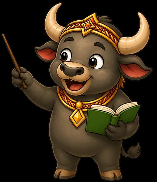 Maskot ETNO sedang belajar